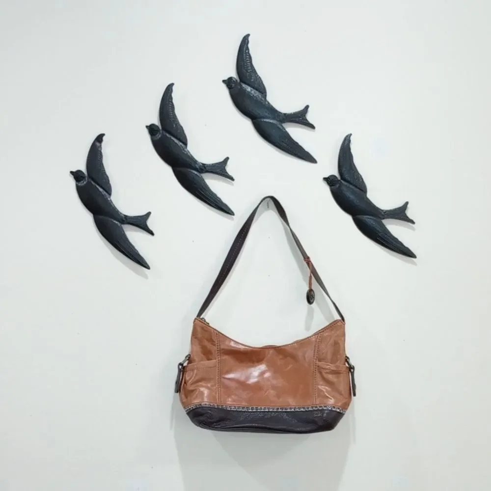 The Sak Kendra Multi Pocket Brown Leather Hobo Shoulder Handbag Satchel Purse